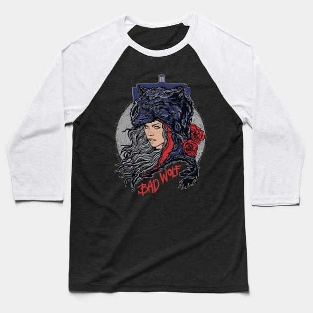 Bad Wolf Baseball T-Shirt by zerobriant